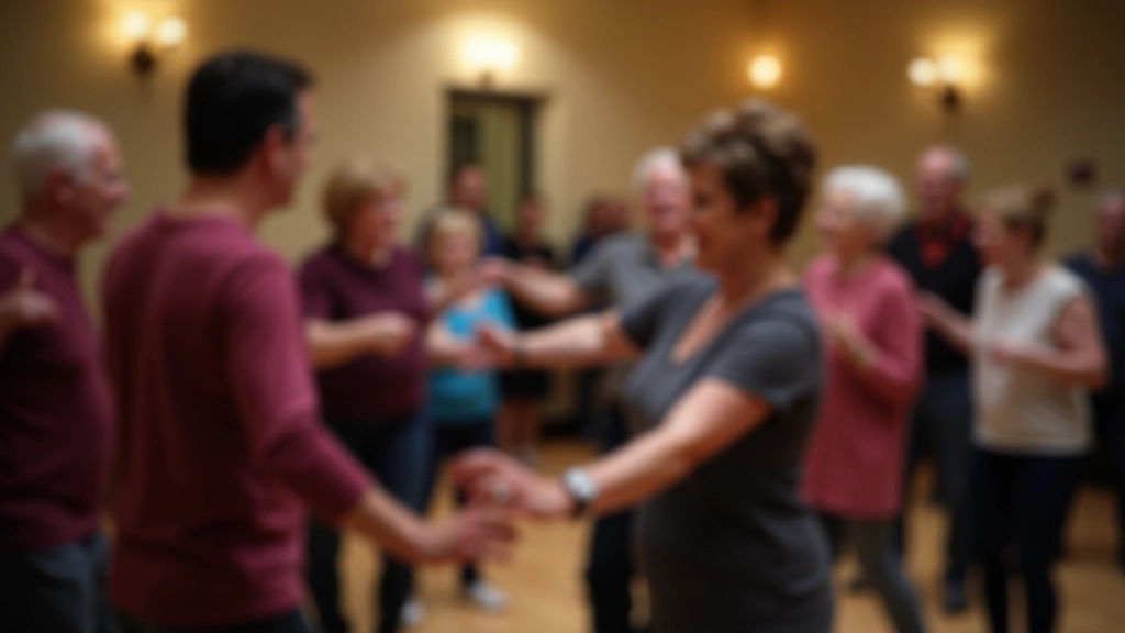 Dance instructor showing technique to enthusiastic students